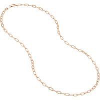 Olas d'Oro - 14K Rose Gold 24" Paper Clip Chain Necklace with Lobster Clasp - 11.01 Grams