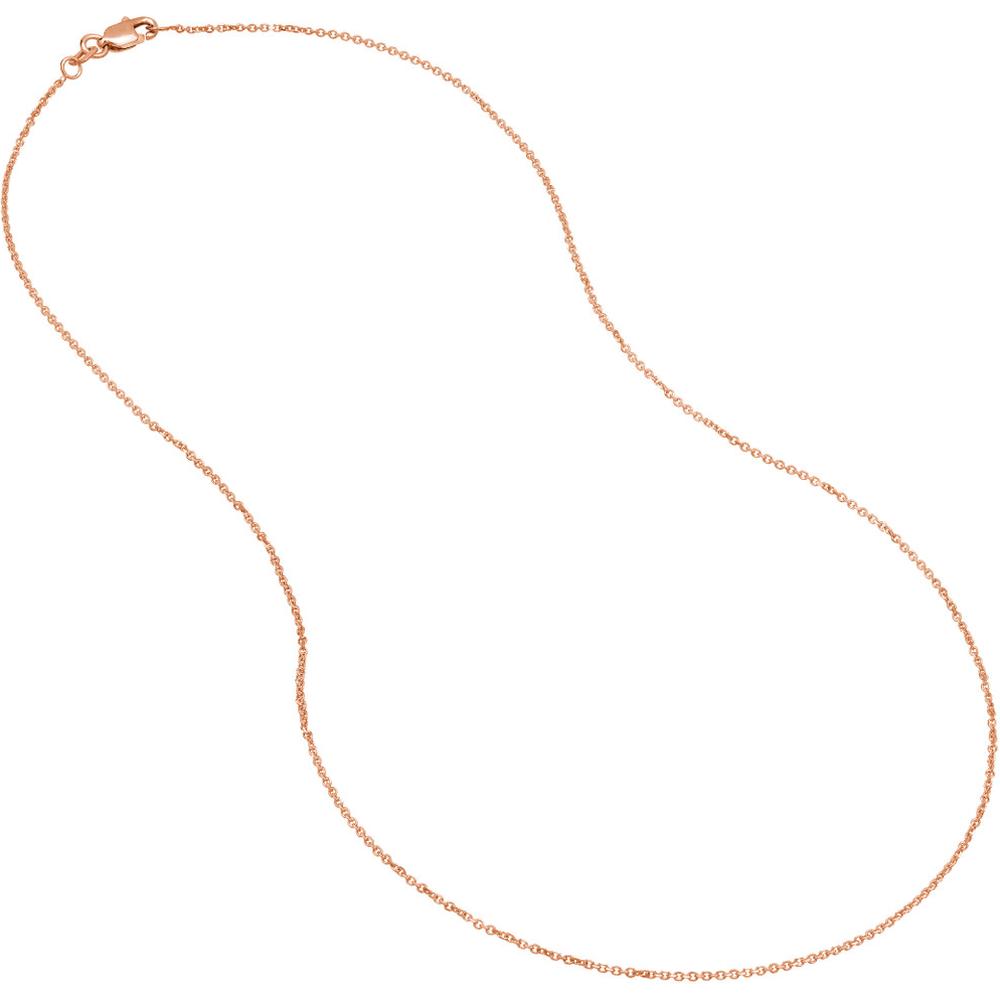 Olas d'Oro - 14K Rose Gold 24" Open Diamond-Cut Cable Necklace with Lobster Lock - 2.18 Grams Total Weight