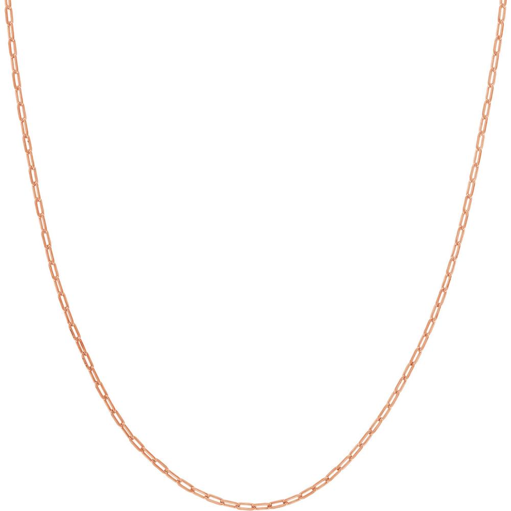 Olas d'Oro - 14K Rose Gold 24" Paper Clip Chain Necklace - 2.1mm Width - 5.37 Grams Weight