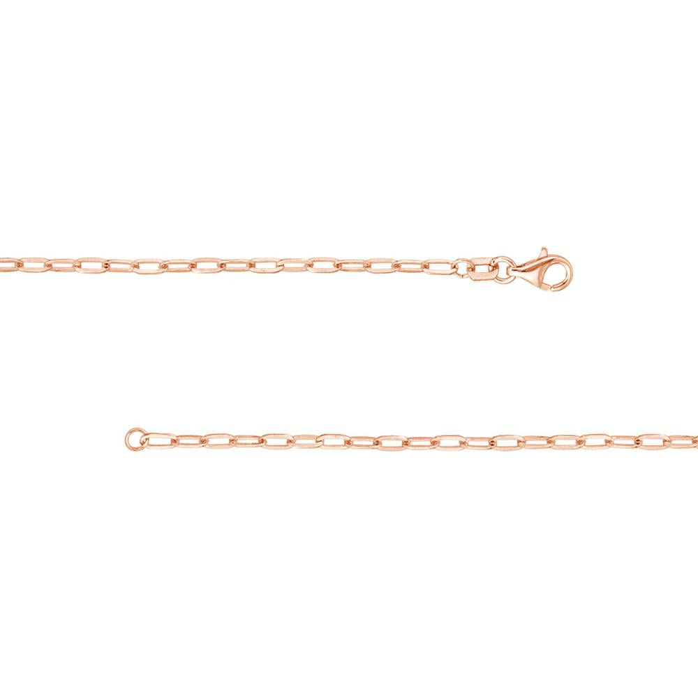 Olas d'Oro - 14K Rose Gold 24" Paper Clip Chain Necklace - 2.1mm Width - 5.37 Grams Weight