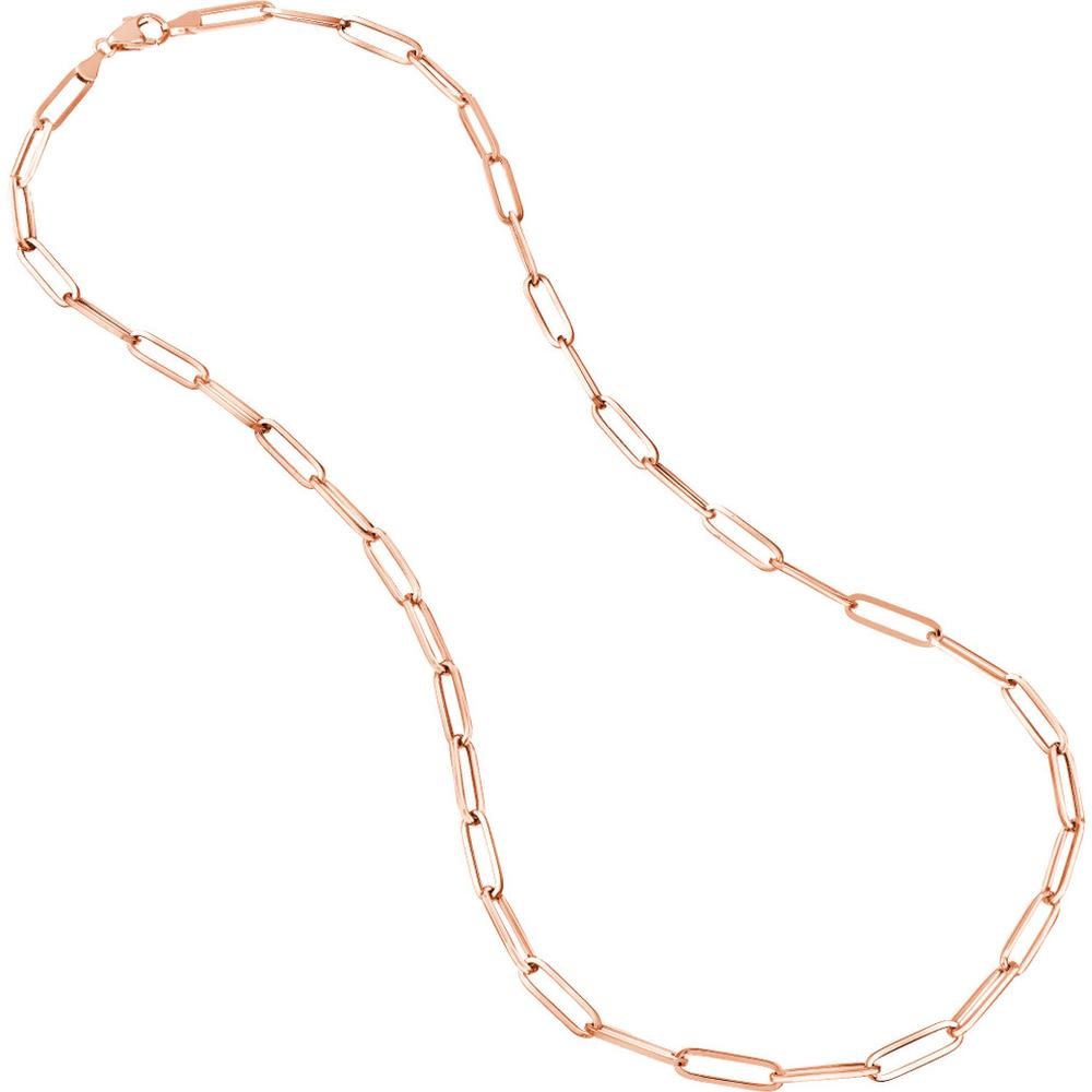 Olas d'Oro - 14K Rose Gold 24" Paper Clip Chain Necklace - 5.10mm Links