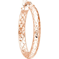 Olas d'Oro - 14K Rose Gold 25mm Diamond-Cut Hoop Earrings - Radiant Sparkle Finish