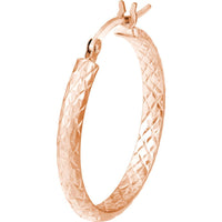 Olas d'Oro - 14K Rose Gold 25mm Diamond-Cut Hoop Earrings - Radiant Sparkle Finish
