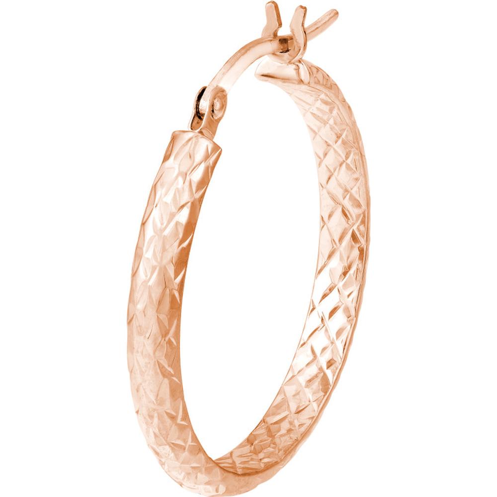 Olas d'Oro - 14K Rose Gold 25mm Diamond-Cut Hoop Earrings - Radiant Sparkle Finish