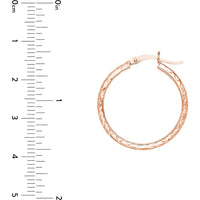 Olas d'Oro - 14K Rose Gold 25mm Diamond-Cut Hoop Earrings - Radiant Sparkle Finish