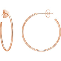 Olas d'Oro - 14K Rose Gold 25mm Hoop Post Earrings Effortless Elegance in Classic Rose Gold