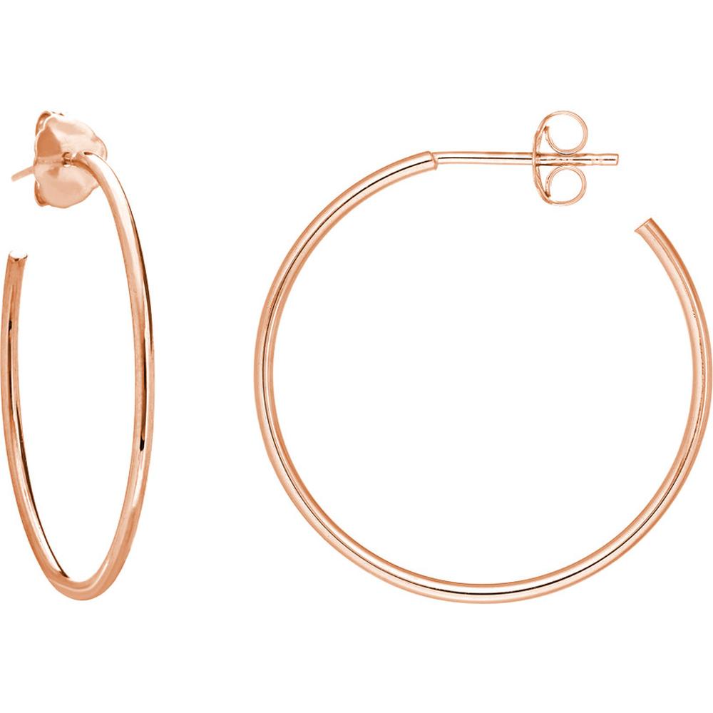 Olas d'Oro - 14K Rose Gold 25mm Hoop Post Earrings Effortless Elegance in Classic Rose Gold