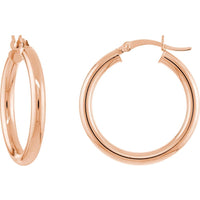 Olas d'Oro - 14K Rose Gold 25mm Polished Hoop Earrings - 1.55 Grams Total Weight