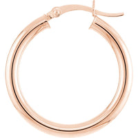 Olas d'Oro - 14K Rose Gold 25mm Polished Hoop Earrings - 1.55 Grams Total Weight