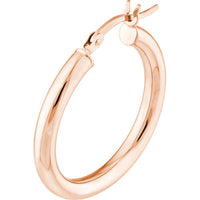 Olas d'Oro - 14K Rose Gold 25mm Polished Hoop Earrings - 1.55 Grams Total Weight
