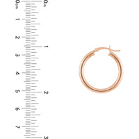 Olas d'Oro - 14K Rose Gold 25mm Polished Hoop Earrings - 1.55 Grams Total Weight
