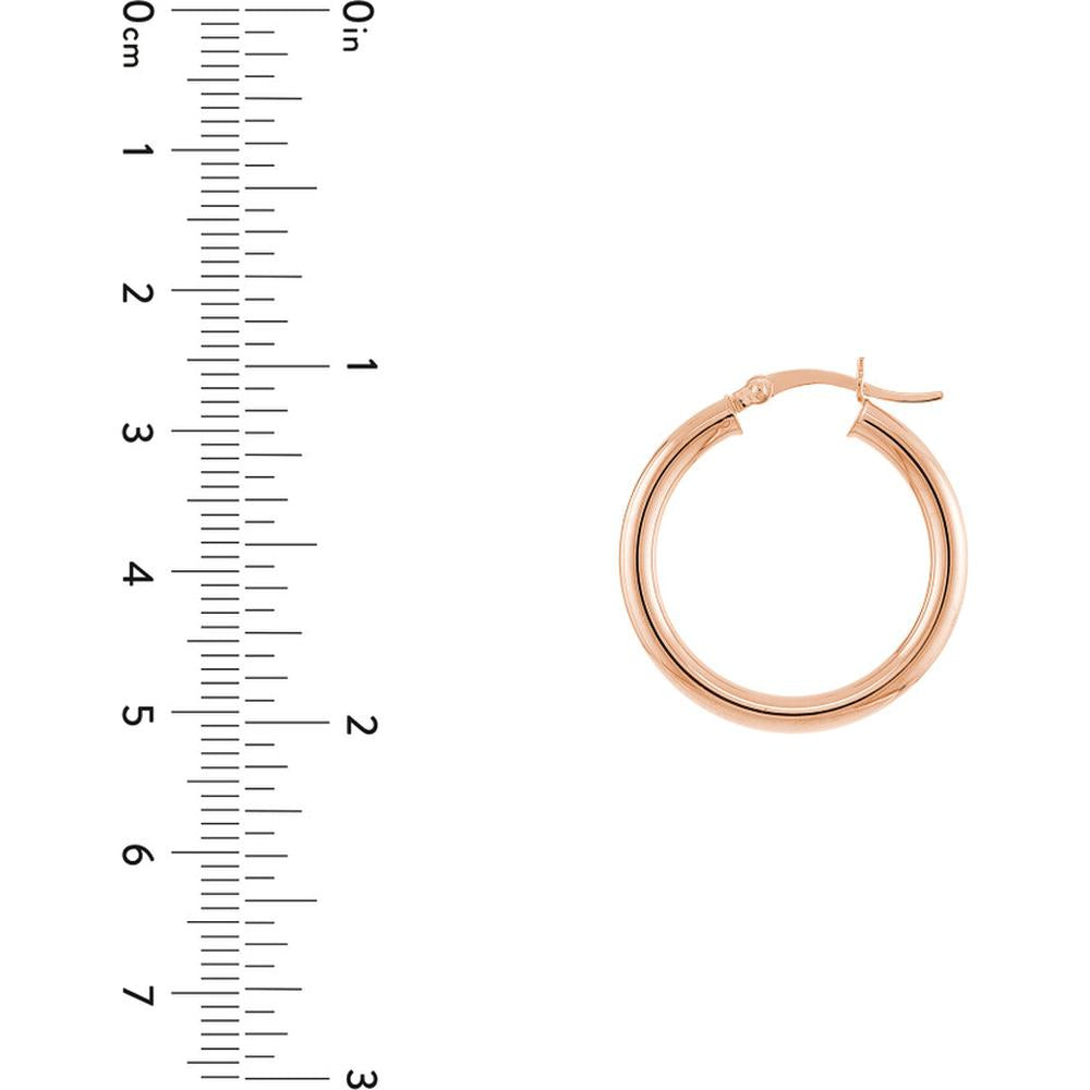 Olas d'Oro - 14K Rose Gold 25mm Polished Hoop Earrings - 1.55 Grams Total Weight
