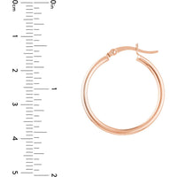 Olas d'Oro - 14K Rose Gold 2mm Polished Hoop Earrings - 25mm Diameter