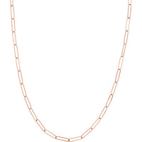 Olas d'Oro - 14K Rose Gold 3.6mm Paper Clip Chain Necklace with Pear-Shaped Lobster Clasp 18"