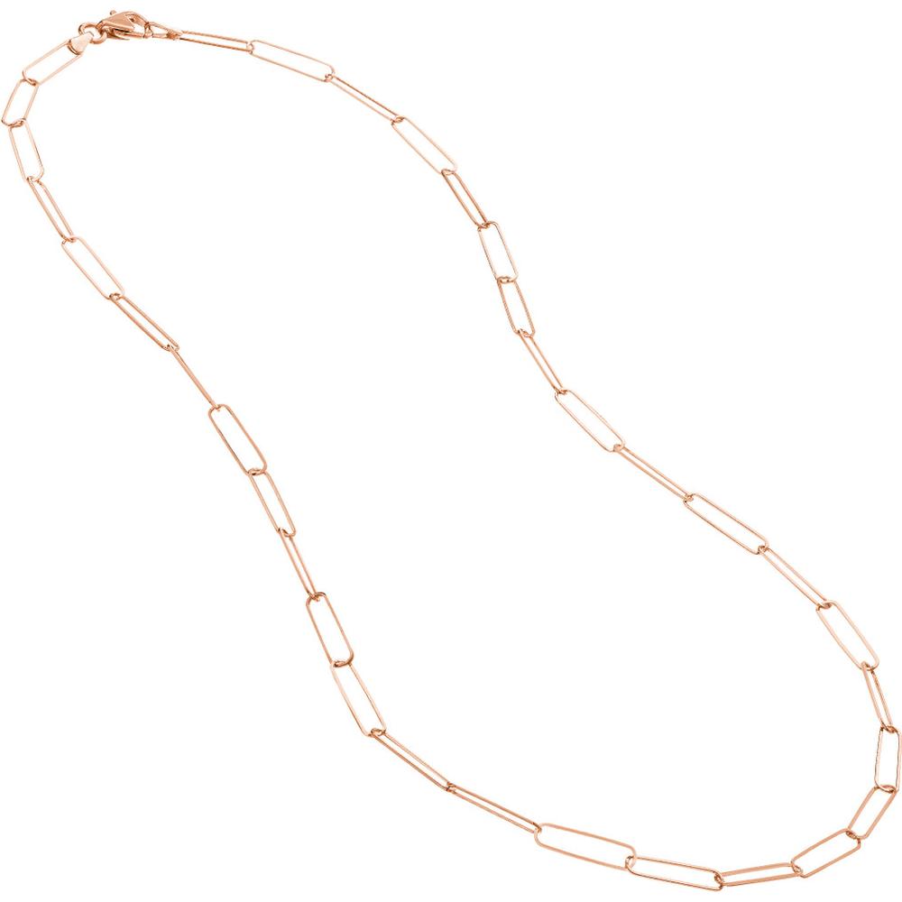 Olas d'Oro - 14K Rose Gold 3.6mm Paper Clip Chain Necklace with Pear-Shaped Lobster Clasp 18"