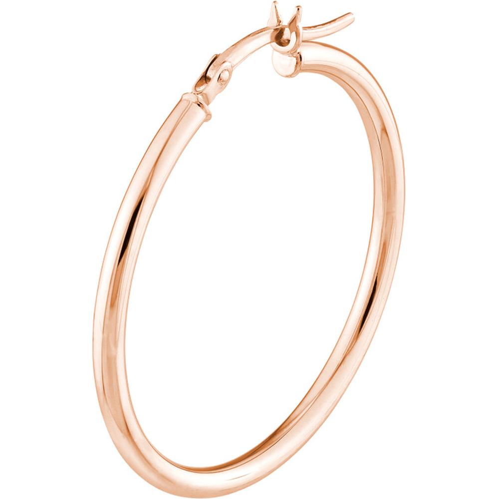 Olas d'Oro - 14K Rose Gold 30mm Polished Hoop Earrings with Hinge Clasp 1.35 Grams Total Weight