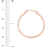 Olas d'Oro - 14K Rose Gold 30mm Polished Hoop Earrings with Hinge Clasp 1.35 Grams Total Weight