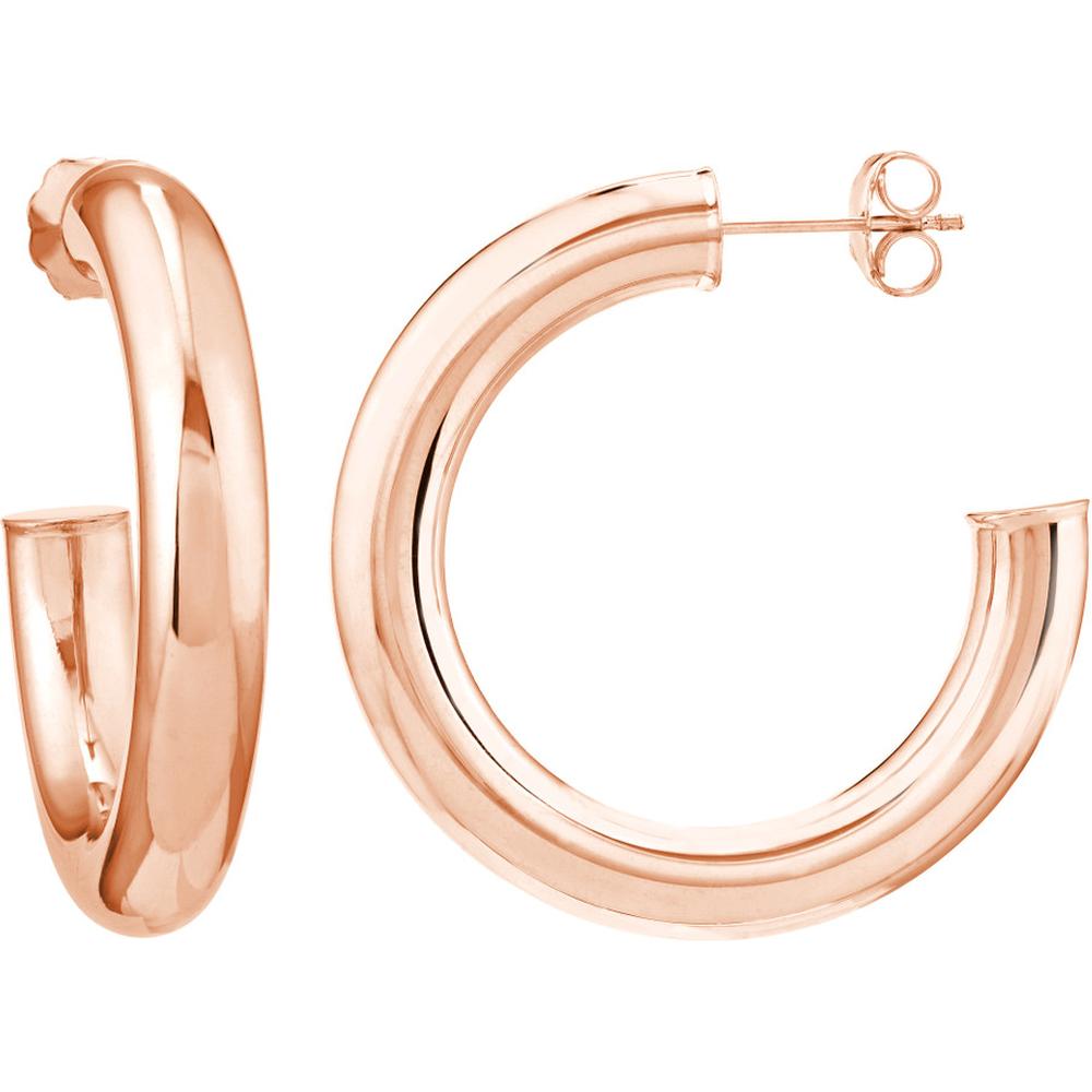 Olas d'Oro - 14K Rose Gold 30mm Tube Hoop Earrings - 3.84 Grams Total Weight