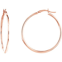 Olas d'Oro - 14K Rose Gold 35mm Polished Hoop Earrings Lightweight & Timeless Design