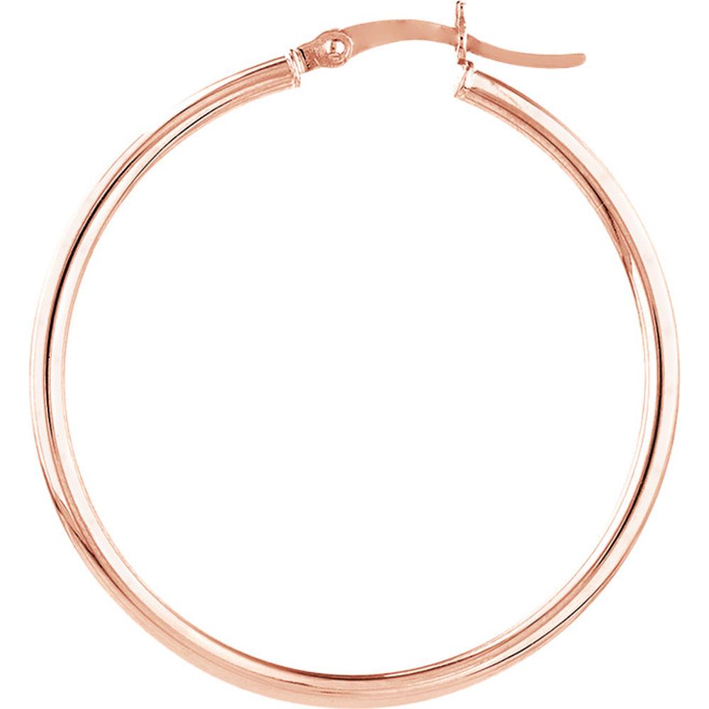 Olas d'Oro - 14K Rose Gold 35mm Polished Hoop Earrings Lightweight & Timeless Design