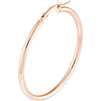 Olas d'Oro - 14K Rose Gold 35mm Polished Hoop Earrings Lightweight & Timeless Design