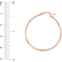 Olas d'Oro - 14K Rose Gold 35mm Polished Hoop Earrings Lightweight & Timeless Design