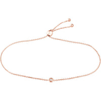Olas d'Oro - 14K Rose Gold 3pt Mini Diamond Bezel Bolo Bracelet
