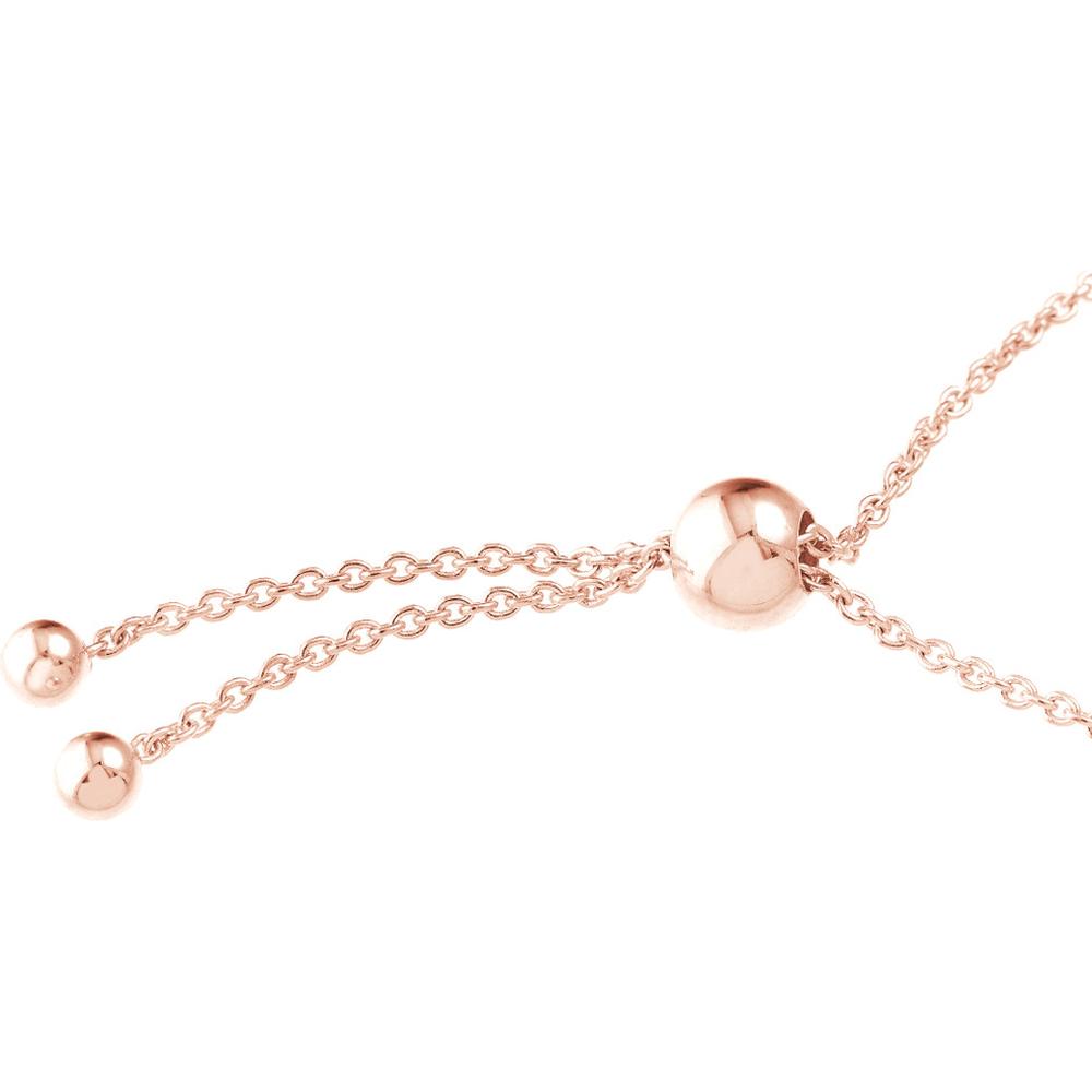 Olas d'Oro - 14K Rose Gold 3pt Mini Diamond Bezel Bolo Bracelet