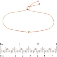 Olas d'Oro - 14K Rose Gold 3pt Mini Diamond Bezel Bolo Bracelet