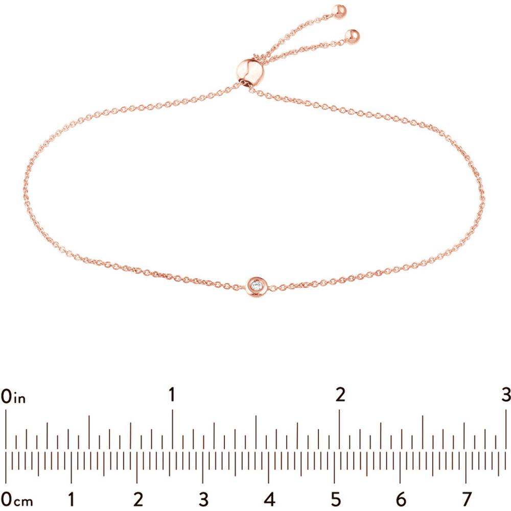 Olas d'Oro - 14K Rose Gold 3pt Mini Diamond Bezel Bolo Bracelet