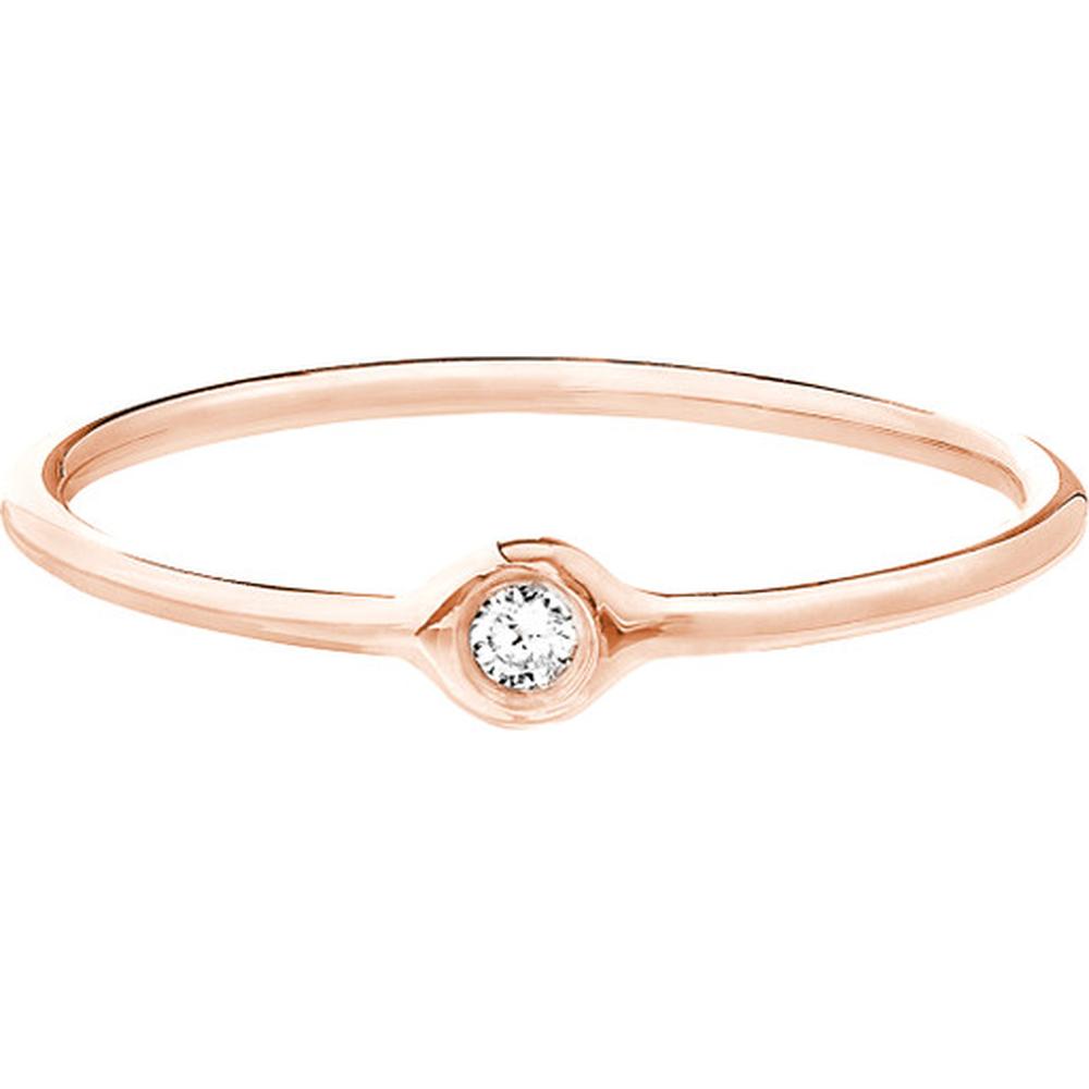 Olas d'Oro - 14K Rose Gold 3pt Round Diamond Bezel Ring - 0.03 Carat Diamond - Size 6