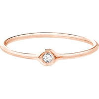 Olas d'Oro - 14K Rose Gold 3pt Round Diamond Bezel Ring - 0.03 Carat Total Diamond Weight