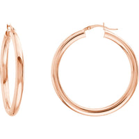 Olas d'Oro - 14K Rose Gold 40mm Polished Hoop Earrings