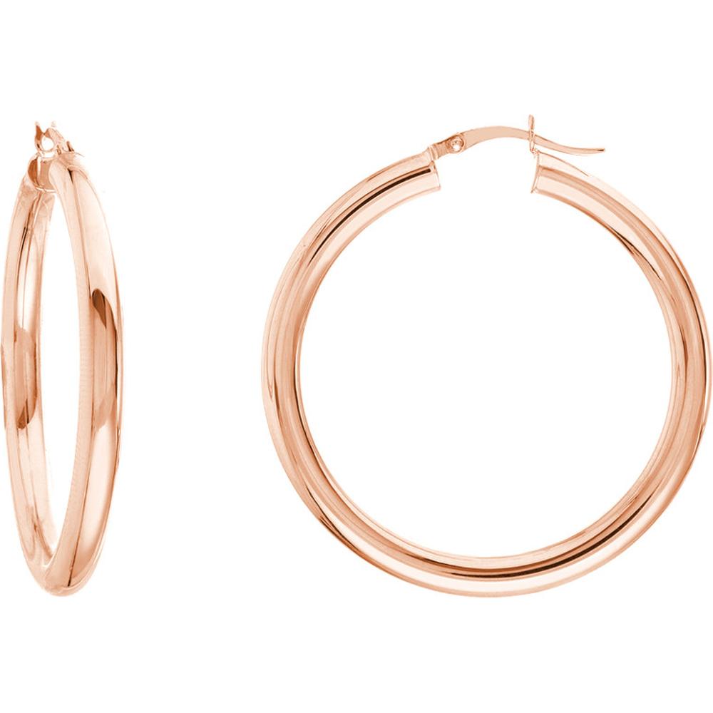 Olas d'Oro - 14K Rose Gold 40mm Polished Hoop Earrings