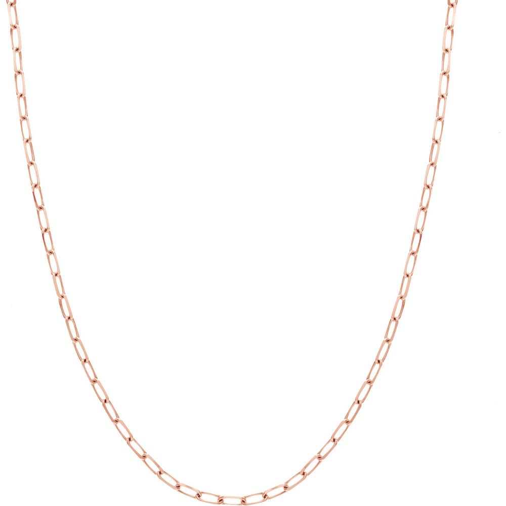 Olas d'Oro - 14K Rose Gold 4mm Paper Clip Chain Necklace with Lobster Lock - 30 Inch
