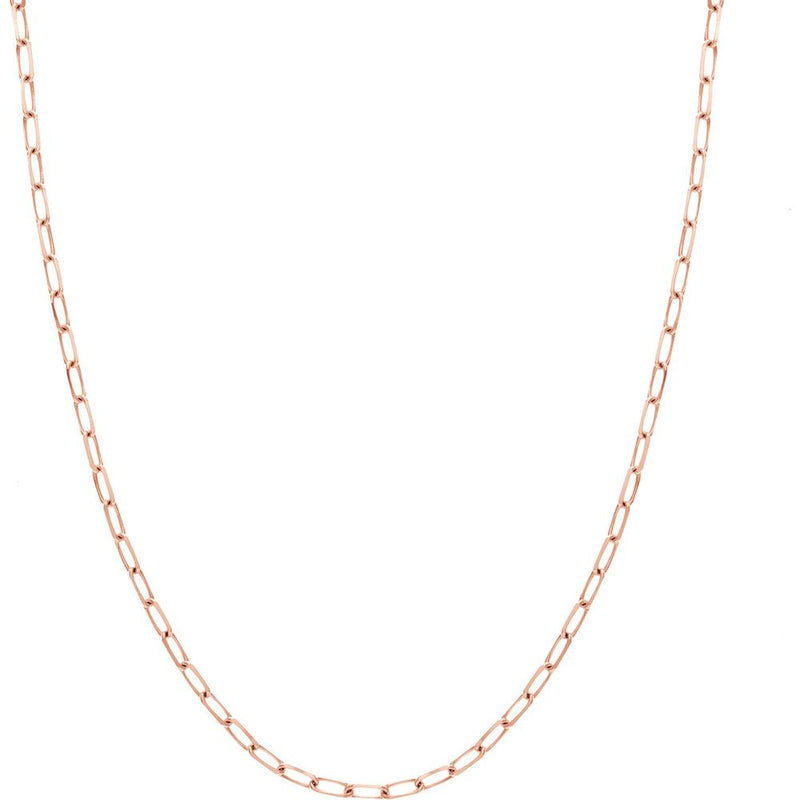 Olas d'Oro - 14K Rose Gold 4mm Paper Clip Chain Necklace with Lobster Lock - 30 Inch