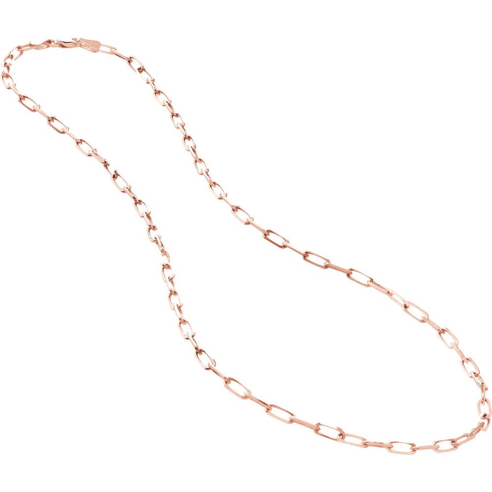 Olas d'Oro - 14K Rose Gold 4mm Paper Clip Chain Necklace with Lobster Lock - 30 Inch