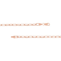 Olas d'Oro - 14K Rose Gold 4mm Paper Clip Chain Necklace with Lobster Lock - 30 Inch