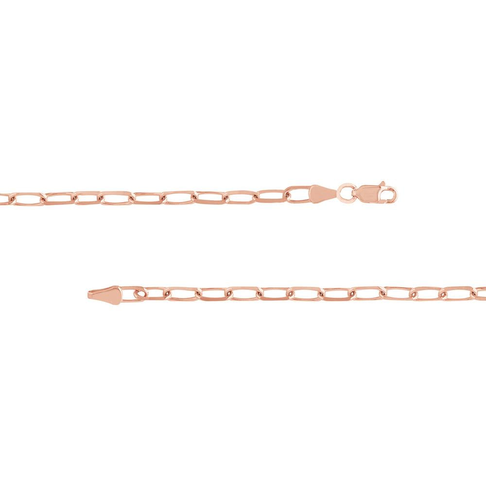 Olas d'Oro - 14K Rose Gold 4mm Paper Clip Chain Necklace with Lobster Lock - 30 Inch