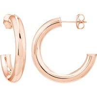 Olas d'Oro - 14K Rose Gold 4mm x 25mm Tube Hoop Earrings