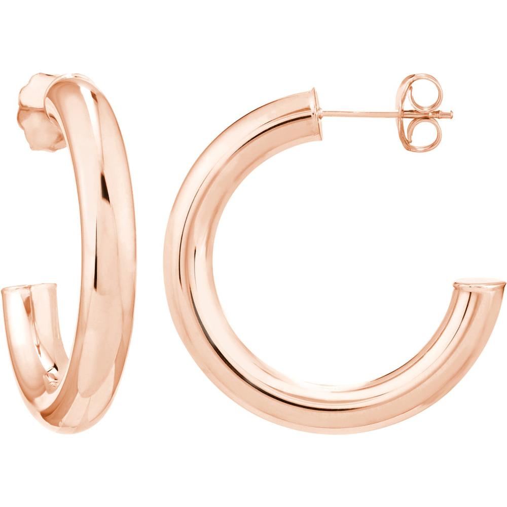 Olas d'Oro - 14K Rose Gold 4mm x 25mm Tube Hoop Earrings