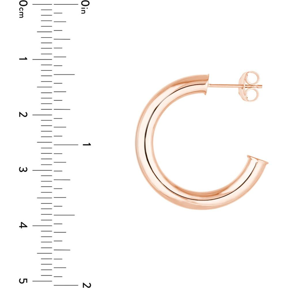 Olas d'Oro - 14K Rose Gold 4mm x 25mm Tube Hoop Earrings