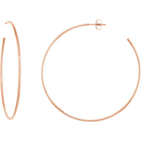 Olas d'Oro - 14K Rose Gold 50mm Large Hoop Post Earrings - 3.09 Grams Total Weight