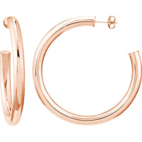 Olas d'Oro - 14K Rose Gold 50mm Tube Hoop Earrings - 7.20 Grams Total Weight