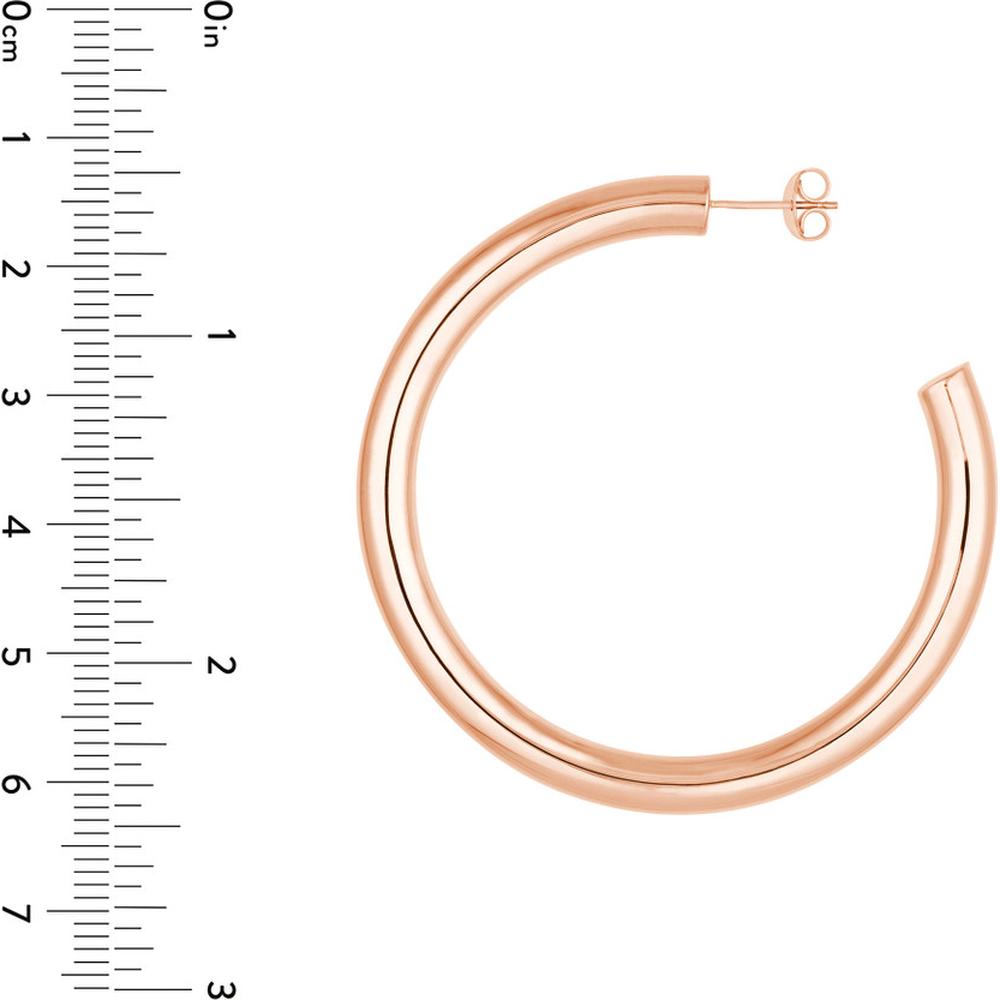 Olas d'Oro - 14K Rose Gold 50mm Tube Hoop Earrings - 7.20 Grams Total Weight