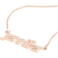 Olas d'Oro - 14K Rose Gold 5mm Bubble Font Nameplate Necklace - Personalized Custom Jewelry for Women