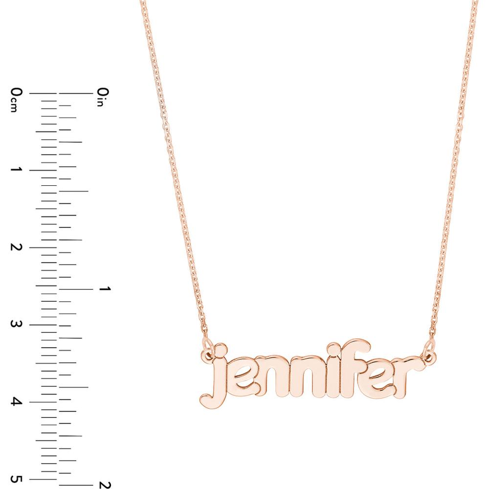 Olas d'Oro - 14K Rose Gold 5mm Bubble Font Nameplate Necklace - Personalized Custom Jewelry for Women