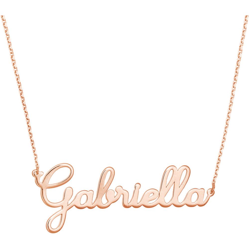 Olas d'Oro - 14K Rose Gold 5mm Cursive Nameplate Necklace