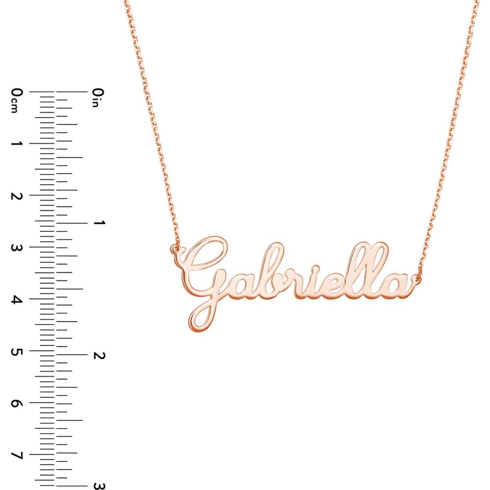 Olas d'Oro - 14K Rose Gold 5mm Cursive Nameplate Necklace
