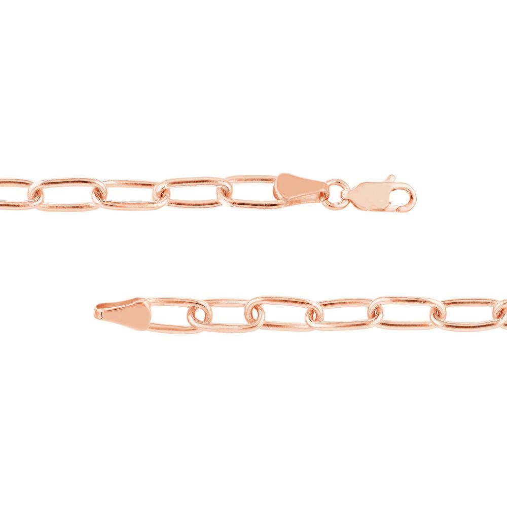 Olas d'Oro - 14K Rose Gold 5mm Paper Clip Chain Necklace with Lobster Lock - 20" Length